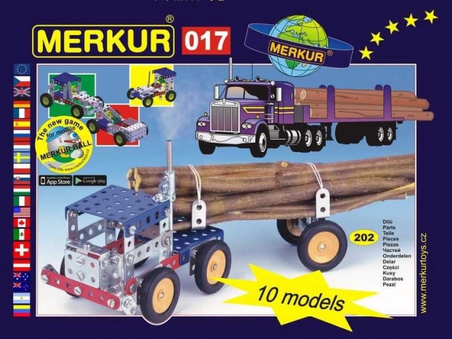 Merkur kit de construcción de camión – set de construcción metálico de 202 piezas, 10 modelos