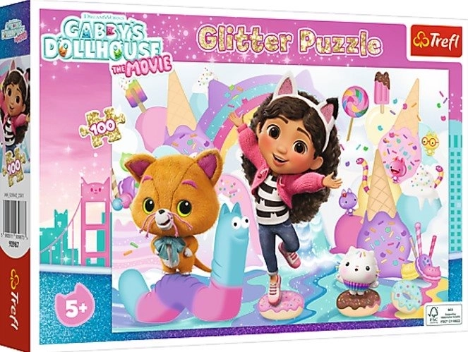 Puzle luminoso Gabby's Dollhouse con amigos, 100 piezas