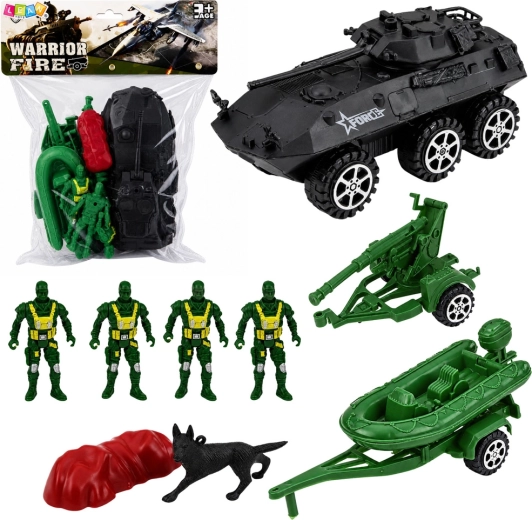 Set militar con transporte blindado y soldados (14 piezas)