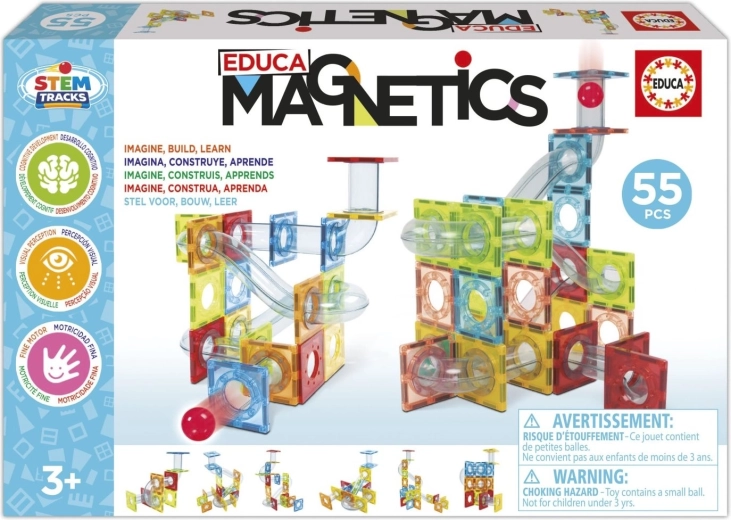 Educa Magnetics STEM pista magnética de canicas, 55 piezas