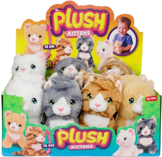 Gatito de peluche sentado 15 cm, 4 colores