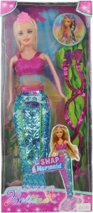 Muñeca sirena con cola de lentejuelas 29 cm