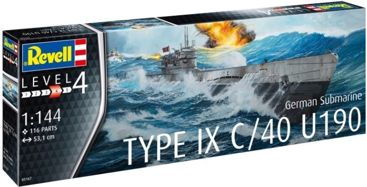 Modelo de plástico REVELL submarino alemán Type IX C/40 U190 1:144