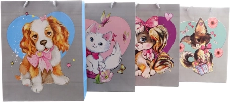 Bolsa de papel de regalo con motivo de perrito o gatito