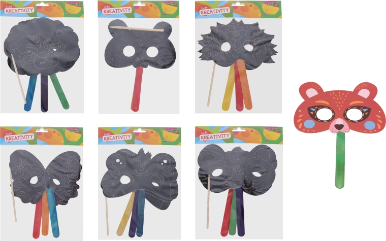 Máscaras de animales para rascar – set creativo 3 uds