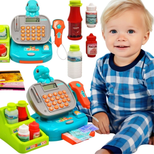 Caja registradora infantil con estantería Dino WOOPIE