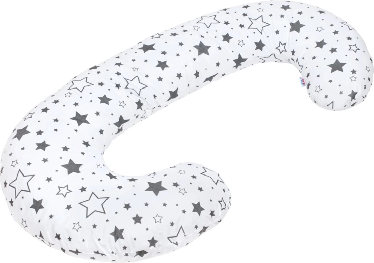 Cojín de lactancia universal New Baby en forma de C con estrellas grises