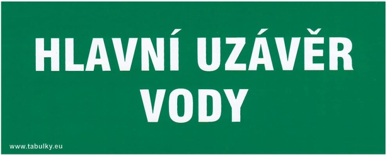 Placa de seguridad autoadhesiva Llave de paso principal del agua 210 × 87 mm