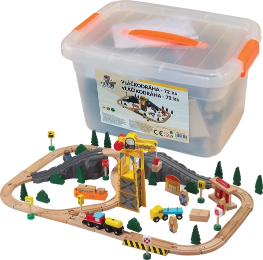 Vía de tren de madera Babu 72 piezas