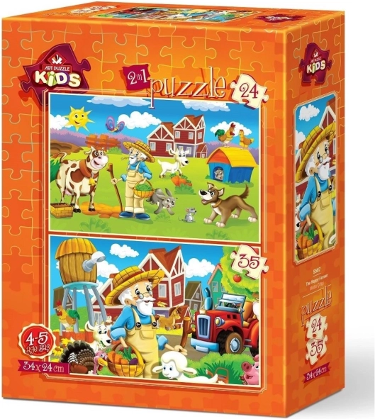Puzzle Granjero feliz 24 + 35 piezas