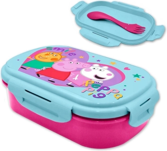 Caja de merienda PEPPA PIG con juego de cubiertos