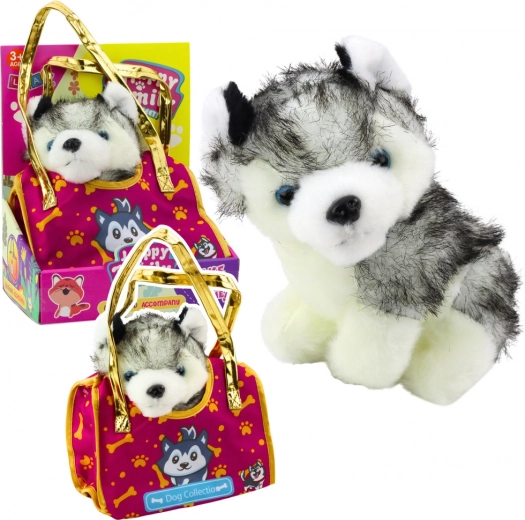 Peluche de perro Husky en bolso