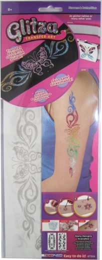 Glitza flores y mariposas – set avanzado de plantillas para tatuajes con purpurina