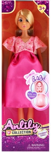 Muñeca embarazada con vestido rosa 30 cm