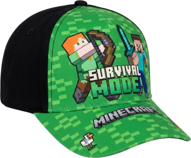 Gorra infantil Minecraft modo Supervivencia verde-negra
