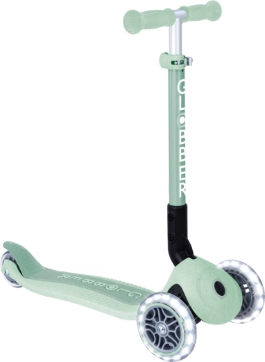 Globber junior patinete plegable de tres ruedas con ruedas luminosas ecologic, color pistacho