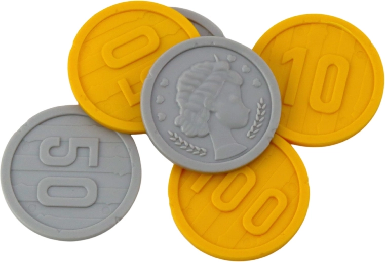 Monedas y accesorios para jugar a la tienda y buscar tesoros