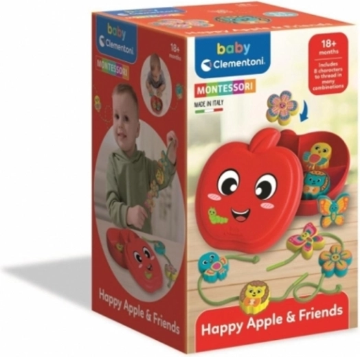 Manzana y amigos – juego de ensartado inspirado en Montessori