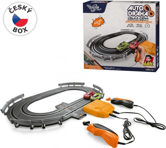 Pista de coches con una longitud de 126 cm para amantes de la velocidad