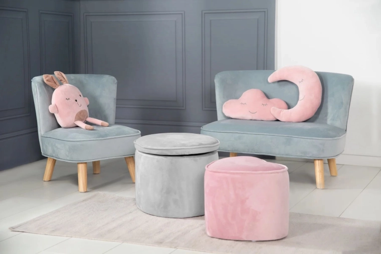Roba taburete infantil con espacio de almacenamiento Lil Sofa gris