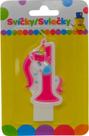 Vela de cumpleaños con unicornio número 1