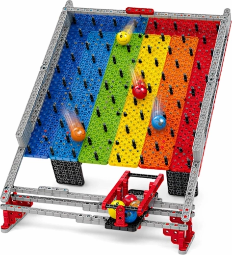 Superficie de juego arcoíris con obstáculos