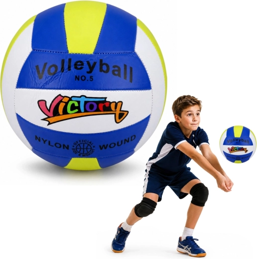 Balón de voleibol de entrenamiento azul-blanco-amarillo, tamaño 5 (22 cm)