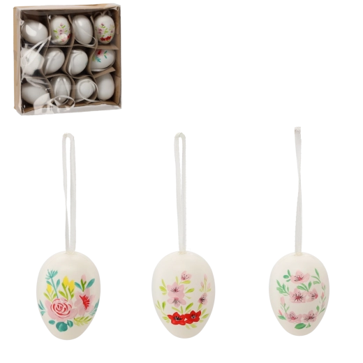 Set de huevos de Pascua con colgante floral, 12 uds.