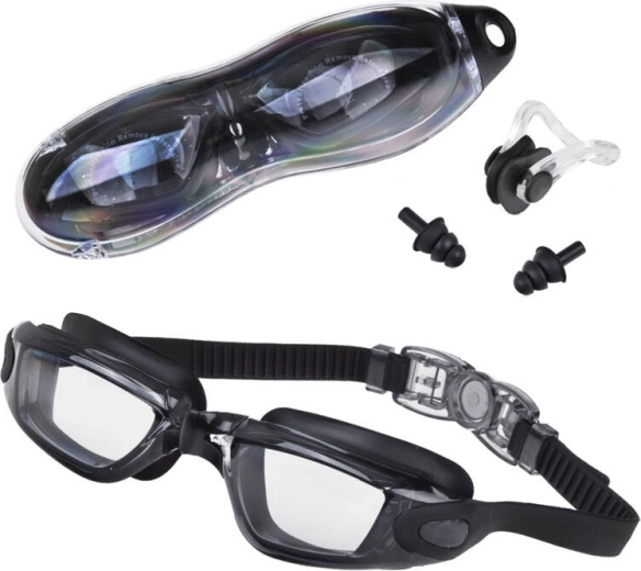 Gafas de natación infantiles con protección UV y anti‑fog + tapones para los oídos y pinza nasal
