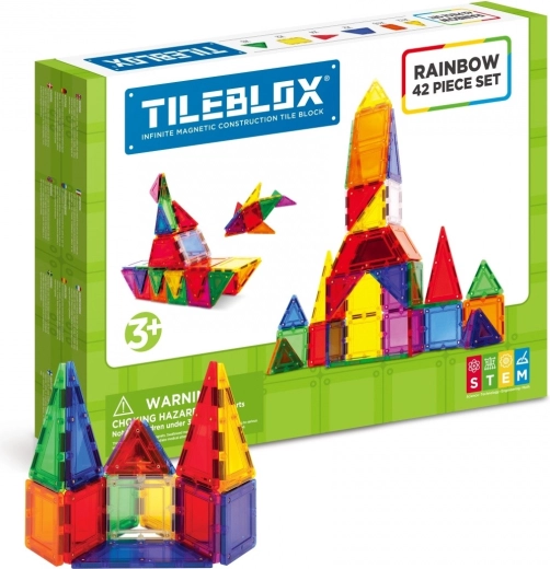 Construcciones magnéticas Tileblox – set arcoíris 42 piezas