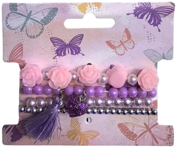 Set Pink de pulseras de cuentas con flores, 4 uds.