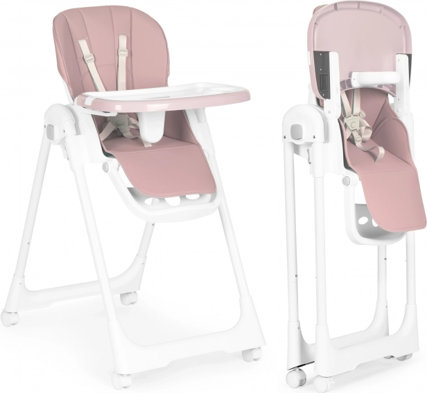Trona de comedor con altura regulable y bandeja doble ECOTOYS – Rosa