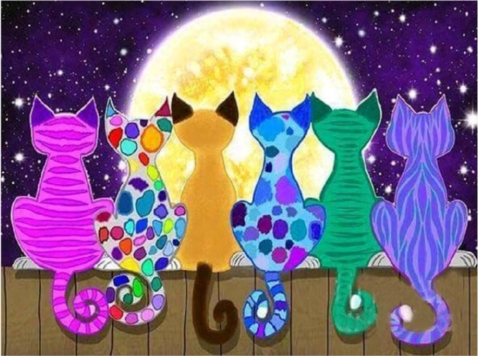 Pintura de diamantes Gatos 30 × 40 cm