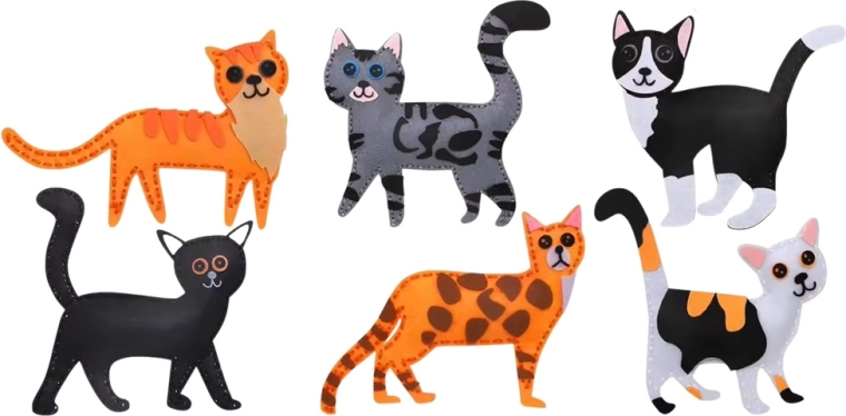 6 adorables gatitos de fieltro