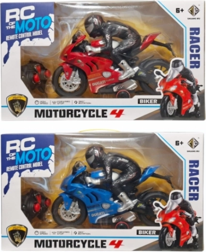 Motocicleta deportiva teledirigida con figura de piloto y cargador - 1 pieza