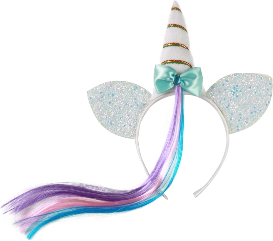 Diadema de unicornio con mechón arcoíris para niños