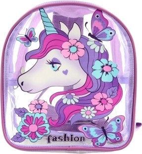 Mochila transparente con unicornio