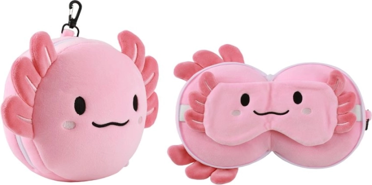 Almohada de viaje con antifaz i-Total Axolote