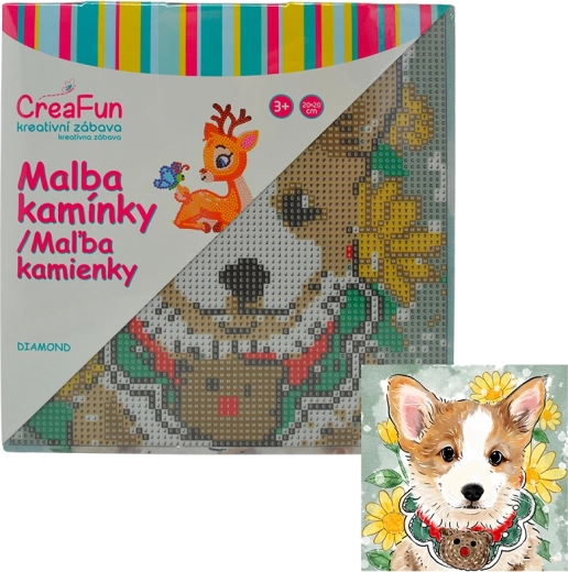 Pintura con diamantes – perrito de dibujos animados 20 × 20 cm