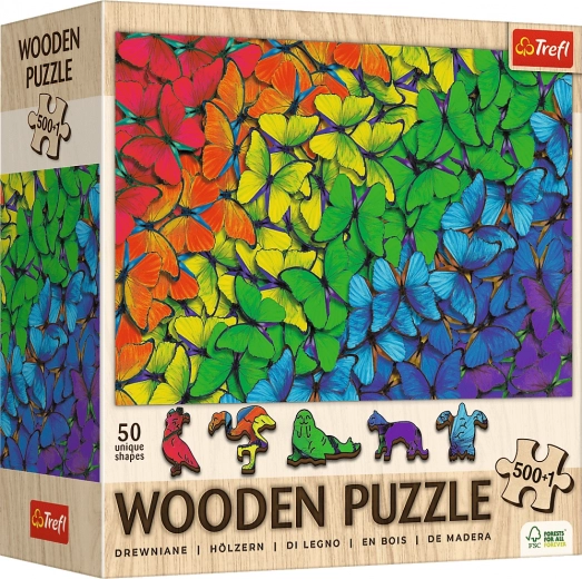Puzle de madera TREFL Mariposas arcoíris 501 piezas