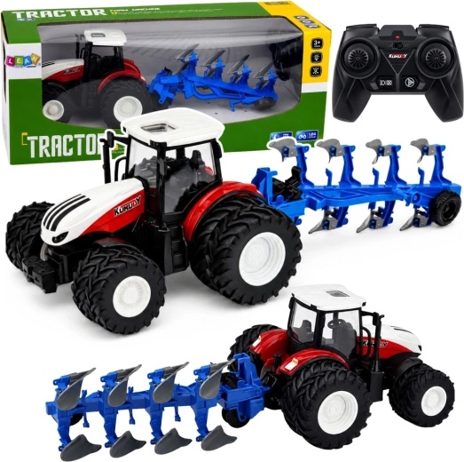 Tractor agrícola RC con arado multireja 1:24 (2,4 GHz) rojo