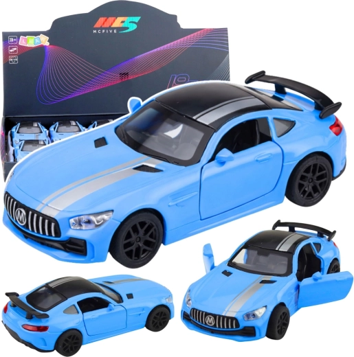 Coche deportivo metálico 1:32 con puertas abatibles, luces y sonidos – azul