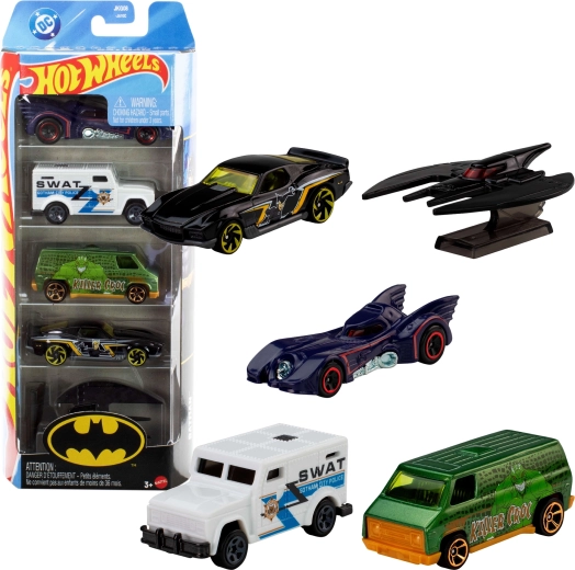 Hot Wheels DC Batman – set de 5 cochecitos metálicos 1:64 (aprox. 7 cm)