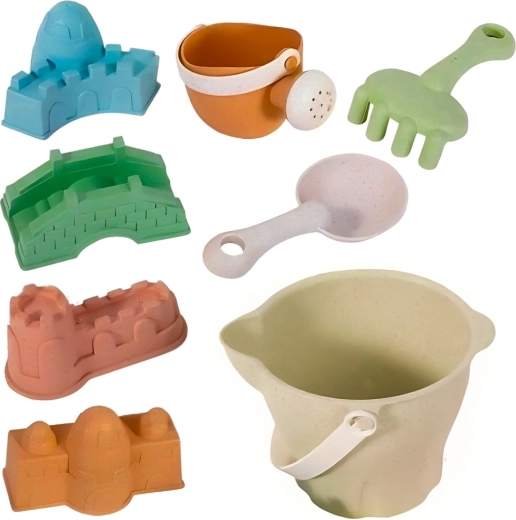 Woopie Green set de arena en cubo: castillos, 8 piezas, material biodegradable