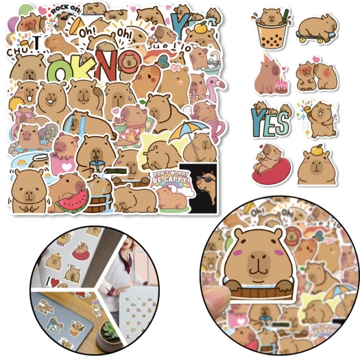 Set de pegatinas Capibara material PET 6 hojas 120 uds