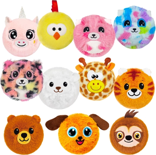 Pelota saltarina de peluche con animalito 7 cm - 1 unidad