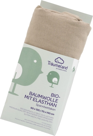 Träumeland sábana bajera de algodón orgánico con elastano uni taupe