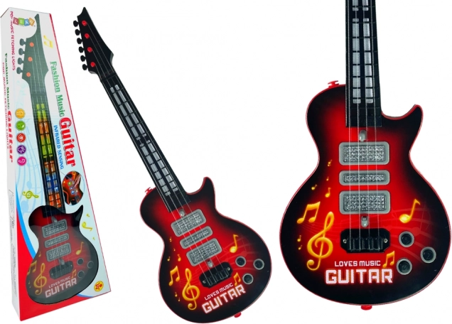 Guitarra eléctrica con luces de colores Roja