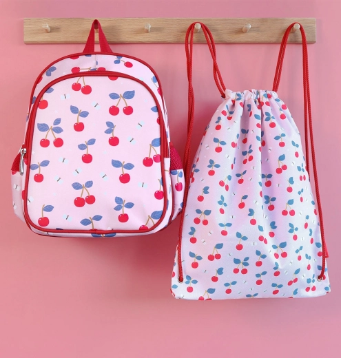 A LITTLE LOVELY COMPANY saco deportivo infantil con motivo de cerezas