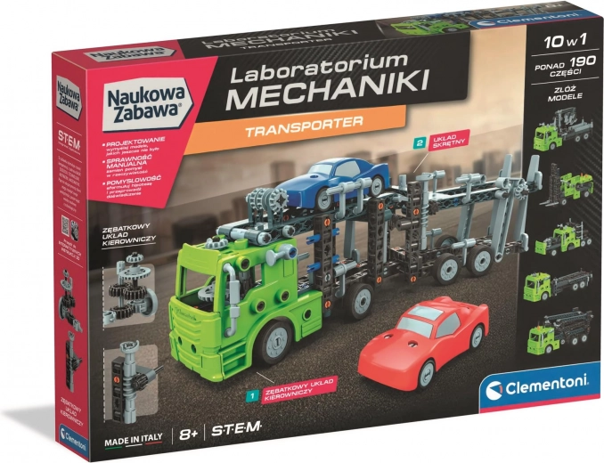 Laboratorio de mecánica – camión transportador (kit de construcción) CLEMENTONI
